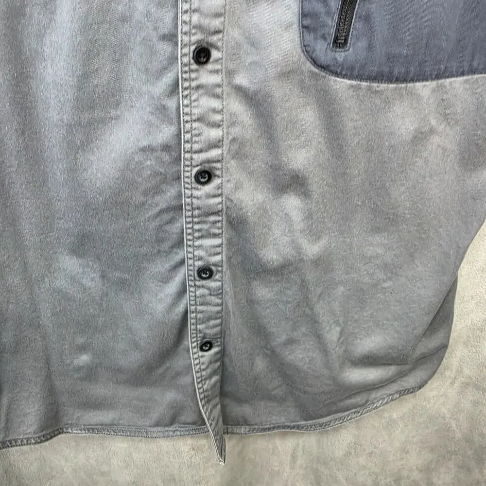 Harley-Davidson XL Gray Button Front Work Shirt Eagle Graphic Short Sleeve Biker